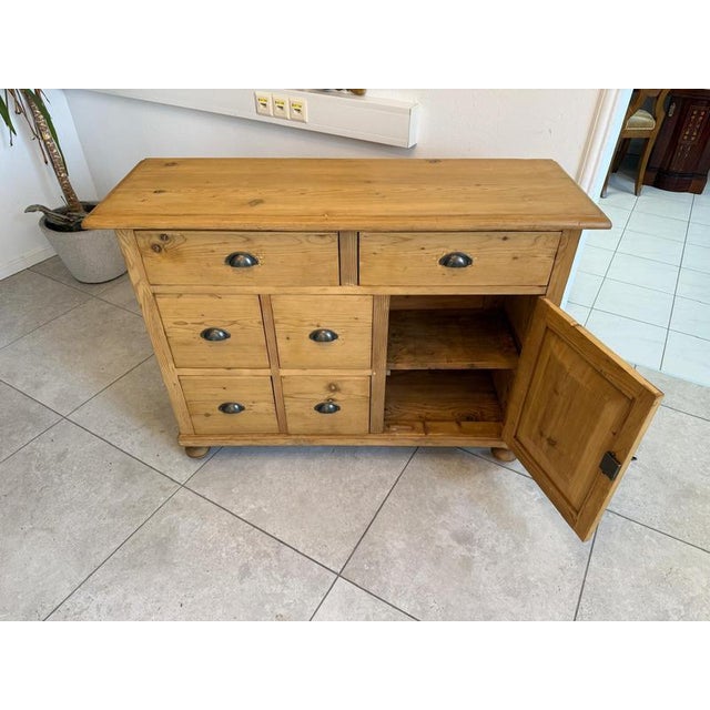 Brown Art Nouveau Shop Chest in Spruce Softwood, 1890s For Sale - Image 8 of 12