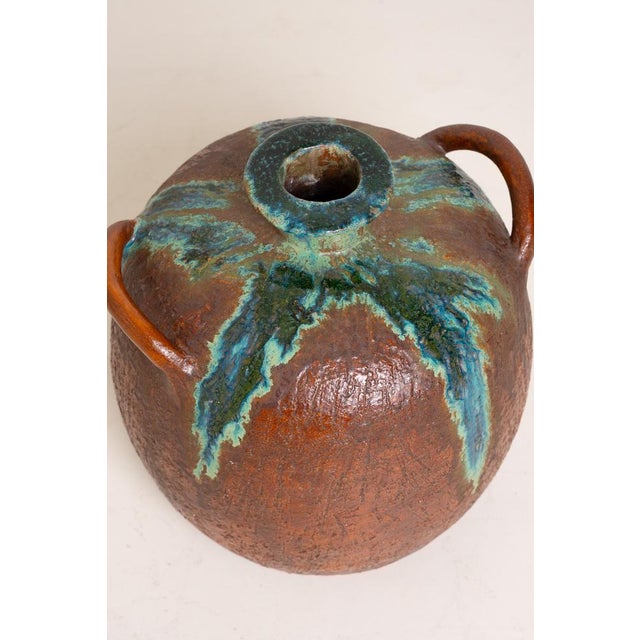 Large Handmade Ceramic Vase with Drip Glaze, 1980s, in Very Good conditions. Designed 1980 to 1989