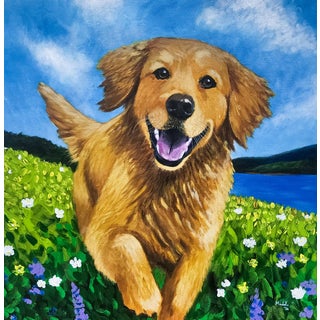 Joy Runs Free, Acrylic, Unique, Contemporary, Realistic Dog Painting by Madoti Oluwadamilare (2026), Acrylic on Canvas For Sale