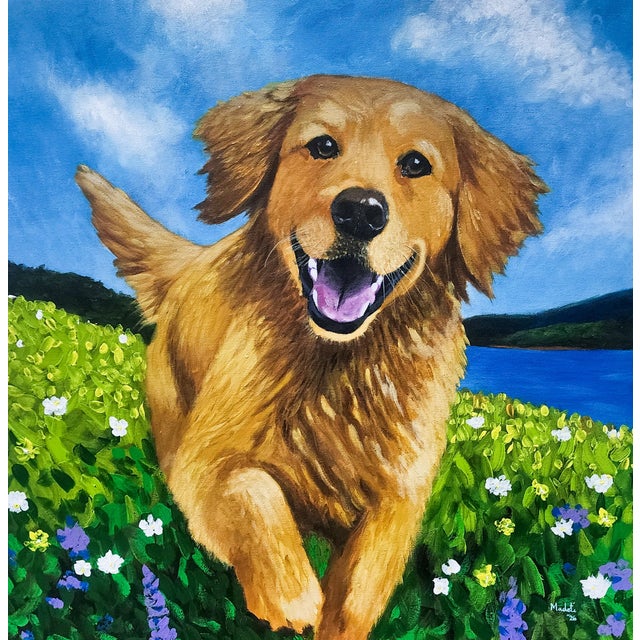Joy Runs Free, Acrylic, Unique, Contemporary, Realistic Dog Painting byMadoti Oluwadamilare (2026), Acrylic on Canvas For Sale