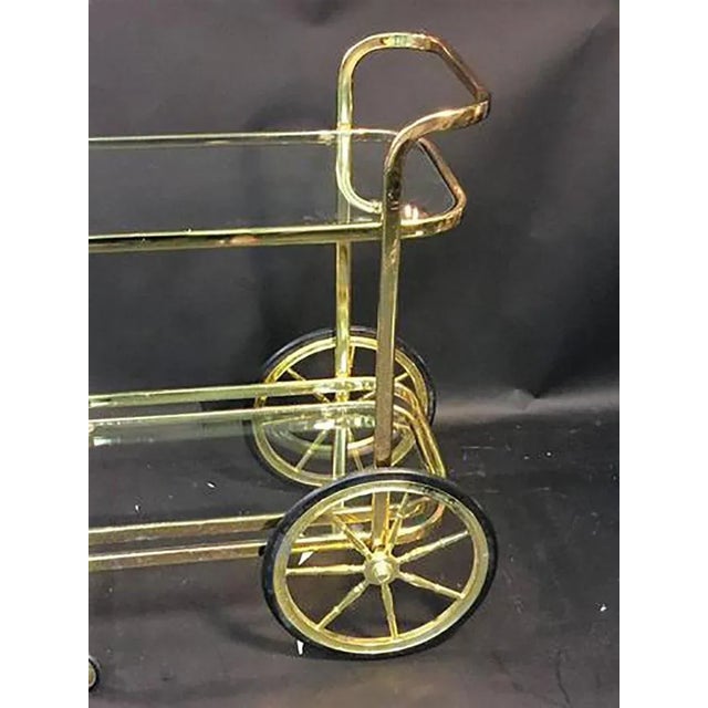 Modern Brass Tone Milo Baughman Style Bar Cart For Sale In Philadelphia - Image 6 of 7
