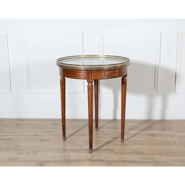 Mid 20th Century Louis XVI–Style Bouillotte Table with Marble Top and Brass Gallery For Sale In Atlanta - Image 6 of 11