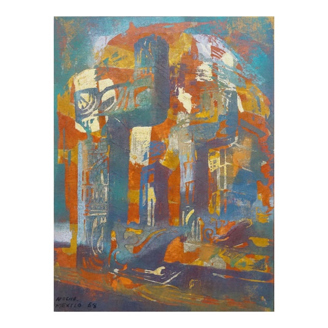 Mid Century Modern Chichen Itza Ruins Landscape by Jose Nacho For Sale