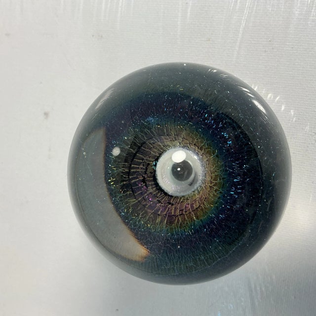 Robert Eickholt Paperweight Art Glass IRIDESCENT "VEIL" EGG WATER FOUNTAIN SPRAY Approx size: 3 “ High x 3" Wide Signed &...