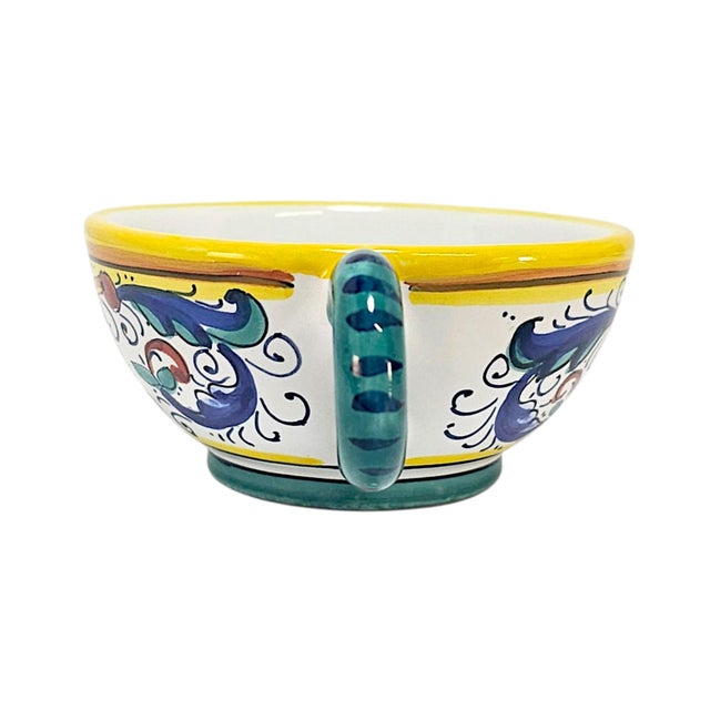 Late 20th Century Italian Labor Deruta Hand-Painted Maiolica Cups and Saucers, Set of 4 For Sale - Image 12 of 18