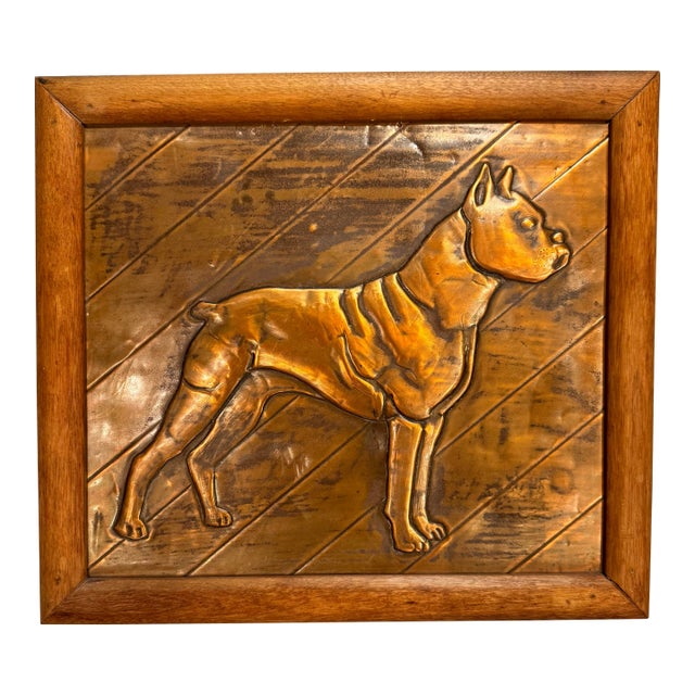 Vintage Hand Hammered Copper Boxer Plaque For Sale