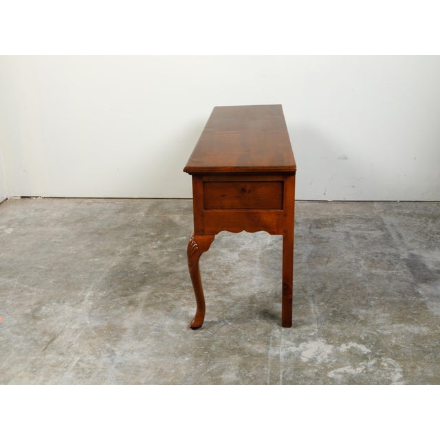 Brown English 1940s Dresser Base with Three Drawers, Cabriole Legs and Carved Apron For Sale - Image 8 of 12