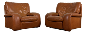Vintage 1970s Italian Cognac Leather Lounge Chairs