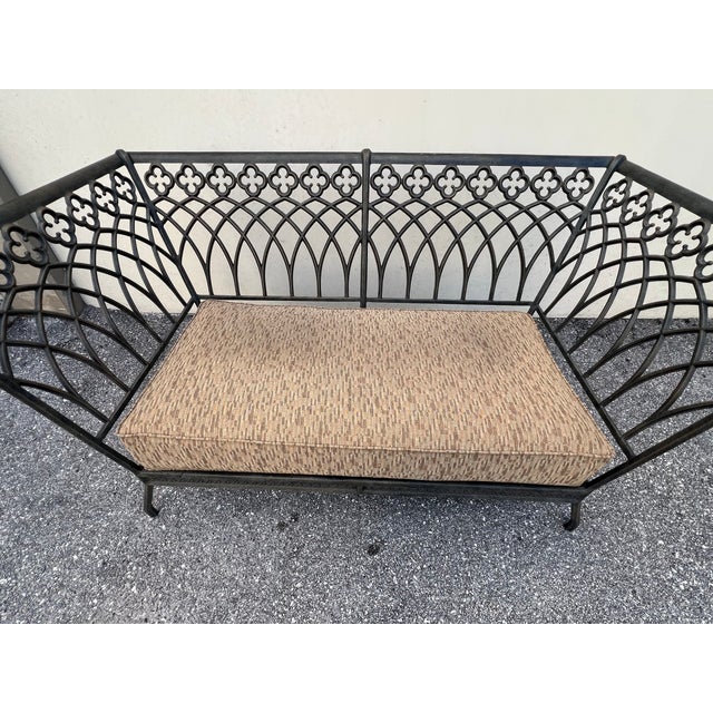 2010s Charming Wrought Iron Patio Settee and Chair Style 2 Pieces For Sale - Image 5 of 18