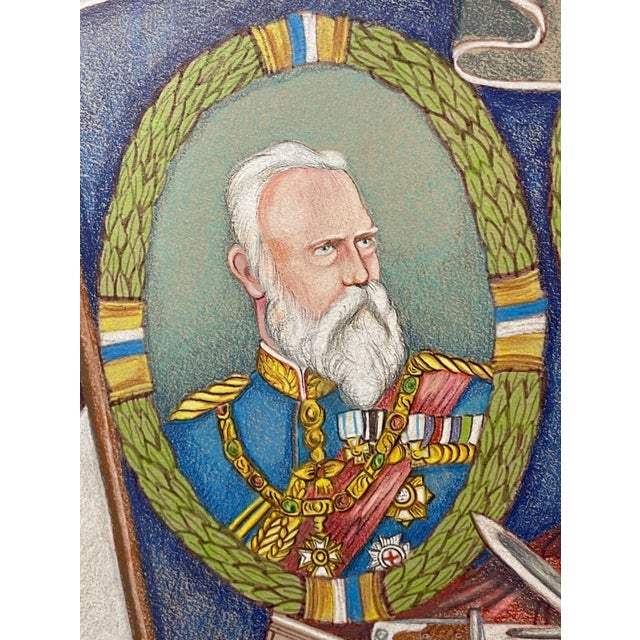 1960s Original Royal Bavarian Infantry Body Regiment Heraldic Army Pencil Drawing Art For Sale - Image 11 of 12