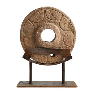 Stone Wheel on Iron Stand, 1890s For Sale