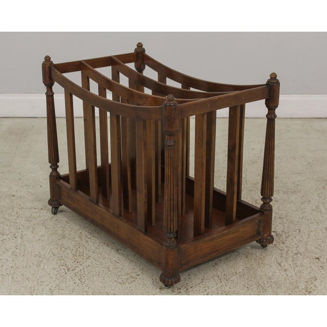 Monumental Continental Walnut Finish Canterbury Magazine Rack For Sale - Image 13 of 13