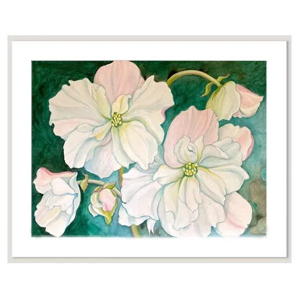 "White Begonias" Contemporary Botanical Still Life Mixed-Media Painting For Sale - Image 4 of 5