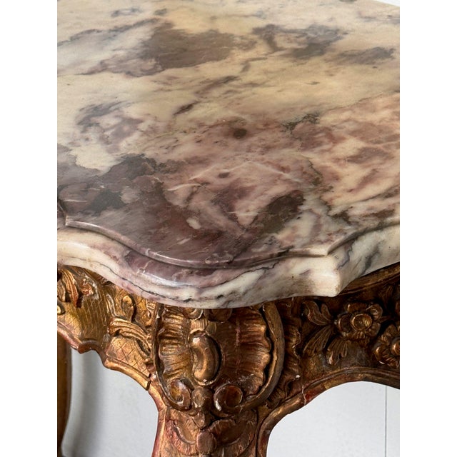 18th Century Italian Giltwood Console With Shaped Marble Top For Sale - Image 13 of 13