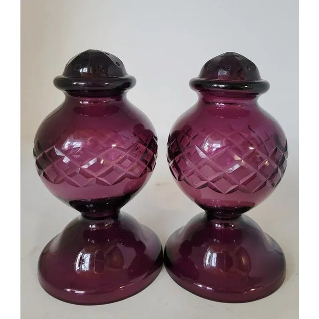 Victorian Antique Bohemian Amethyst Cut Glass Hatpin Holders — A Pair, c.1900 For Sale - Image 3 of 7