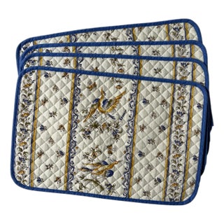 French Provencal Placemats Moustiers Birds by Poupees Yolande, Made in France - Set of 4 For Sale