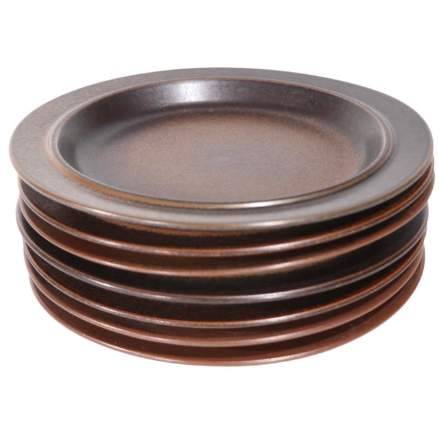 Lot of 7 Arabia Ruska Dinner Plates by Ulla Procope Finland Circa 1960's For Sale - Image 10 of 10