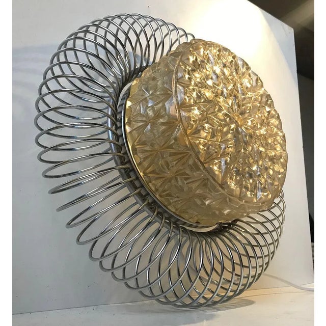 Sculptural Scandinavian Wall Sconce in Chrome & Pressed Glass, 1970s For Sale - Image 9 of 9