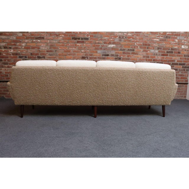 1960s Danish Modern Four Seat Long Sofa in Teak and Two-Tone Bouclé For Sale - Image 5 of 18