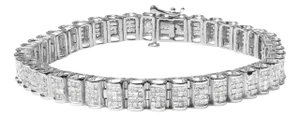 14K White Gold 5.00 Cttw Square Princess Cut White Diamond Rectangular Invisible Set Link Tennis Bracelet (H-I Color, SI2-I1 Clarity) - 7.5â€ Inches