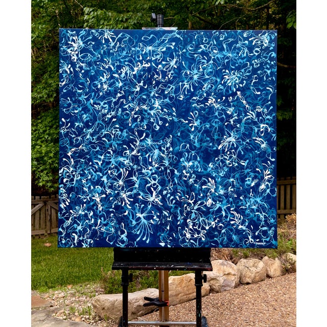 2010s Blue Rising No.1 Abstract Expressionism Painting by Sara Richardson For Sale - Image 5 of 5