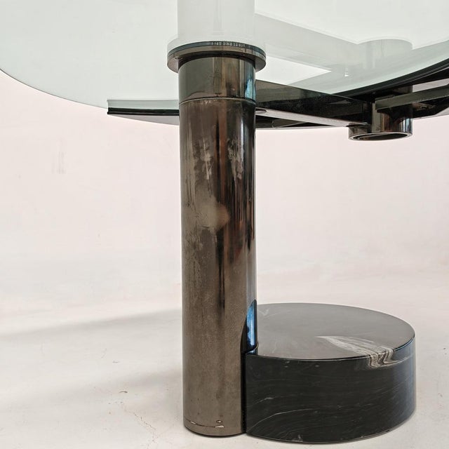 Extendable Round Glass Table Moon attributed to Mario Mazzer for Zanette, 1980s For Sale - Image 18 of 18