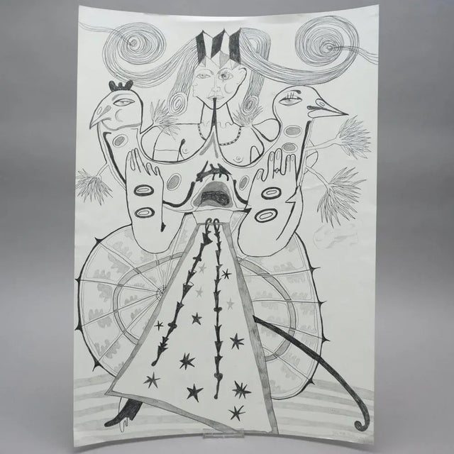 Martina Kügler, Drawing, 1979, Pencil on Paper, in Very Good conditions. Designed 1970 to 1979 This piece has an...