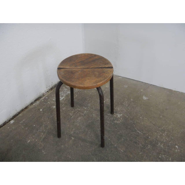 Beech and Iron Foot Stool, 1960s For Sale - Image 9 of 9