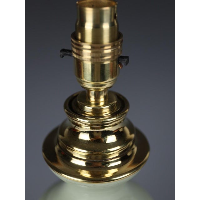 Green Victorian French Celadon Glazed Ceramic Oil Lamp, 1890 For Sale - Image 8 of 10