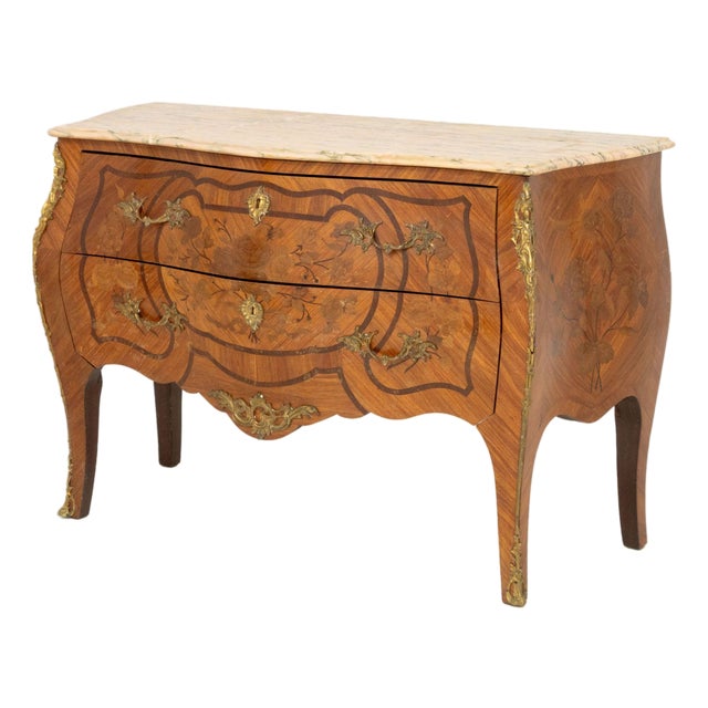 Louis XV Style Walnut Bombe Commode For Sale