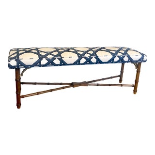 1970s Vintage Faux Bamboo Bench Seat For Sale