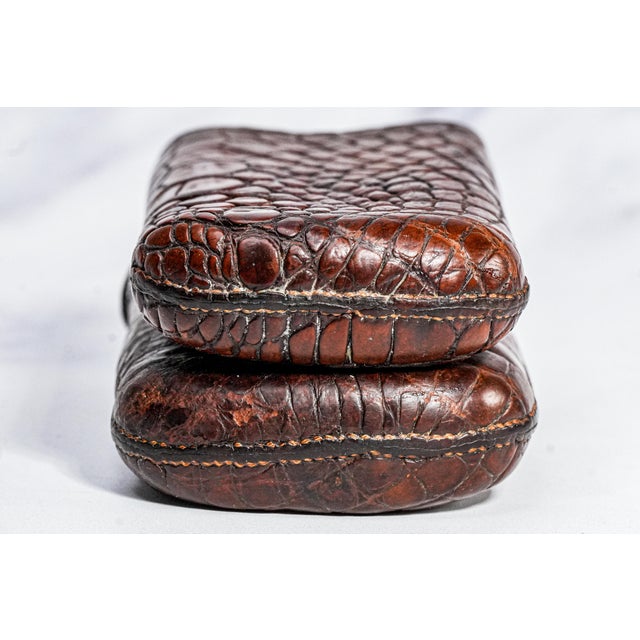 Handsome English Antique Victorian Leather Sterling Silver Cigar Case Holder For Sale - Image 10 of 13