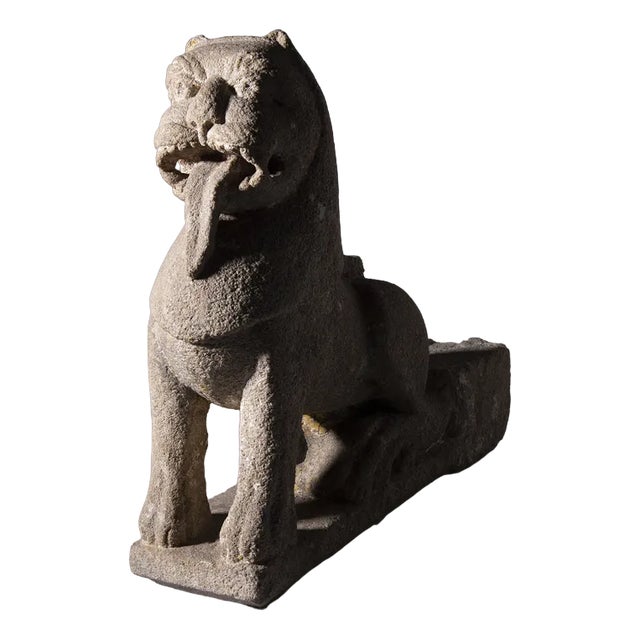 Wei Dynasty Chinese Lion Sculpture in Stone, 1800s For Sale