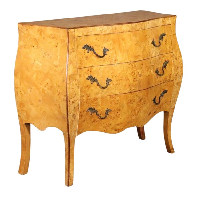 Italian Olive Wood Bombe Commode For Sale