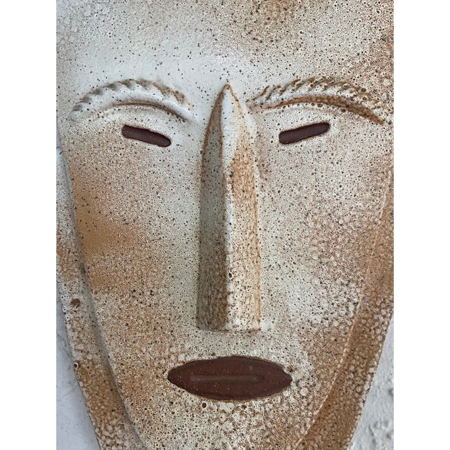 1950s Signed Douglas Ferguson Pigeon Forge Pottery African Inspired Mask Wall Hanging For Sale - Image 5 of 9