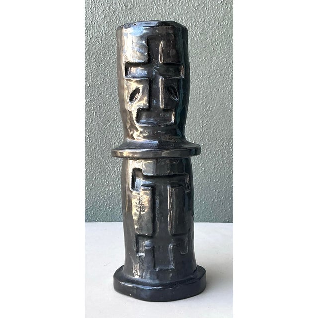 Vintage Glazed Ceramic Cross Vase For Sale - Image 10 of 12