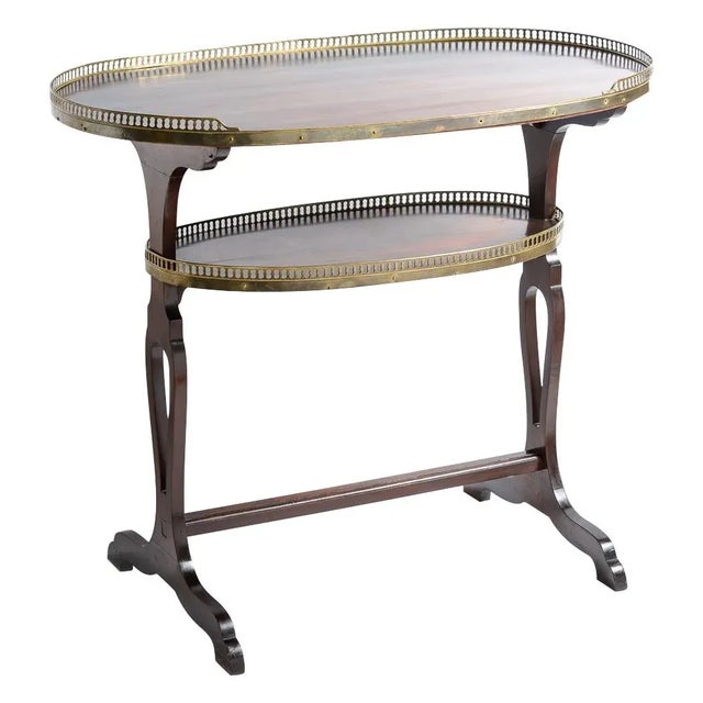 Just in, this beautiful Antique French Kidney Shape & Grass Gallery 2 Tier Butler's Table, C.1910-1920. This table was...
