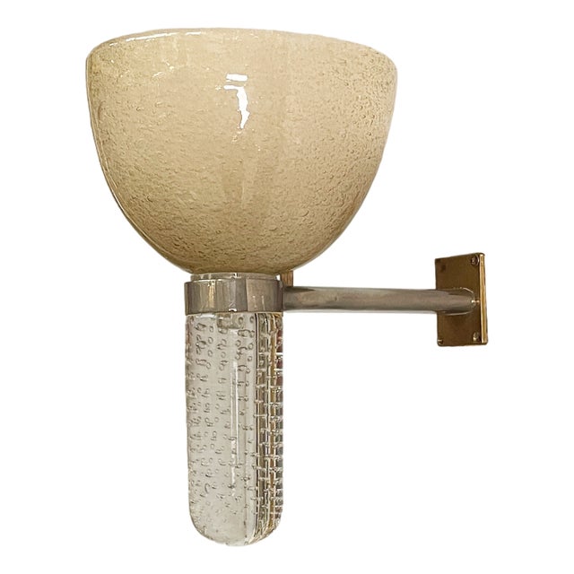 Mid-Century Modern Italian Wall Lamp in Metal and Murano Glass by Archimede Seguso for Seguso Vetri dArte, 1950s For Sale