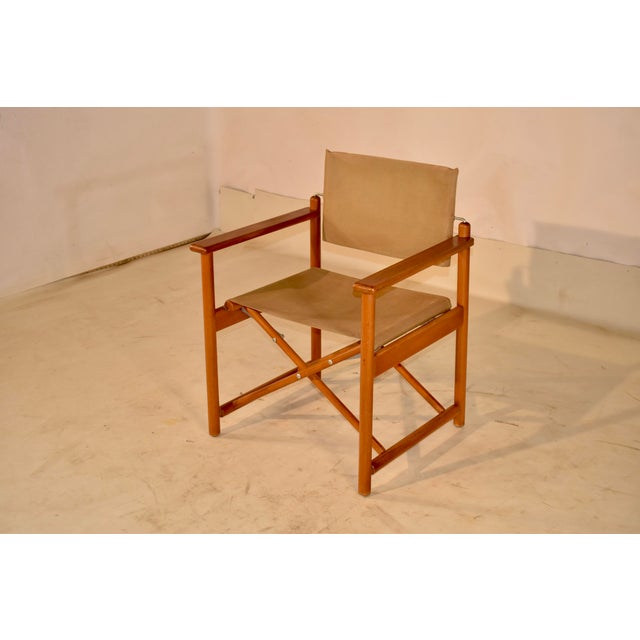 Tan Mid-Century Folding Canvas Director's Chair For Sale - Image 8 of 10