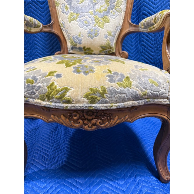 Wood Late 19th Century Louis XV Style Fauteuil Floral Armchair For Sale - Image 7 of 7