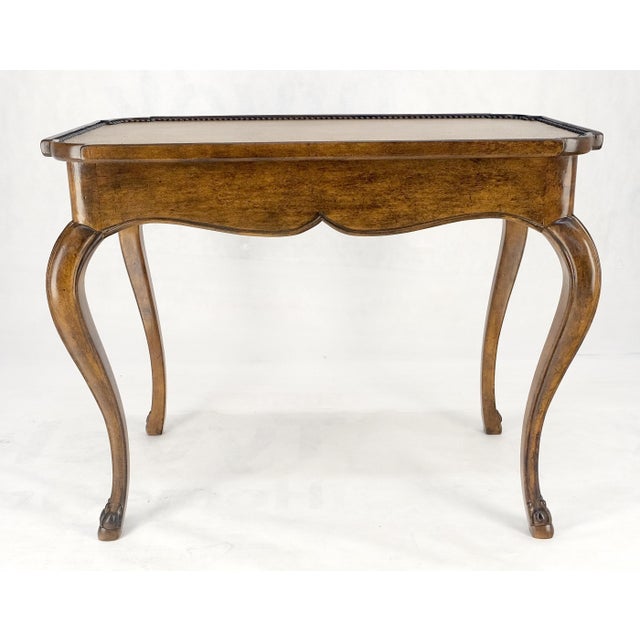 1970s Cabriole Leg Rectangular Decorative Accent Center Table Gueridon Brass Tack For Sale - Image 5 of 8