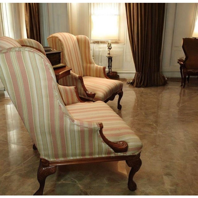 Pair of Vintage Louis XV-Style Bergère Wingback Chairs by Craftmaster. For Sale - Image 4 of 10
