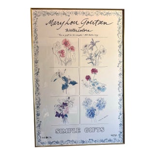 Vintage 1980s Mary Lou Goertzen "Simple Gifts" Framed Botanical Poster For Sale