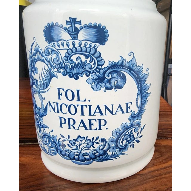 Ink Blue Holland Delft Fine Ceramic Lidded Apothecary Jar For Sale - Image 8 of 11