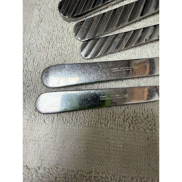 1960s Stanley Roberts Zebra 62 PCS 12 Place Settings Stainless Steel Korea Postmoden For Sale - Image 9 of 10