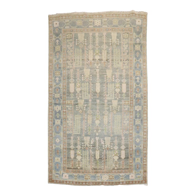 Zabihi Collection Weeping Willow Tree Antique Persian Malayer Rug - 4'11" x 8'5" For Sale