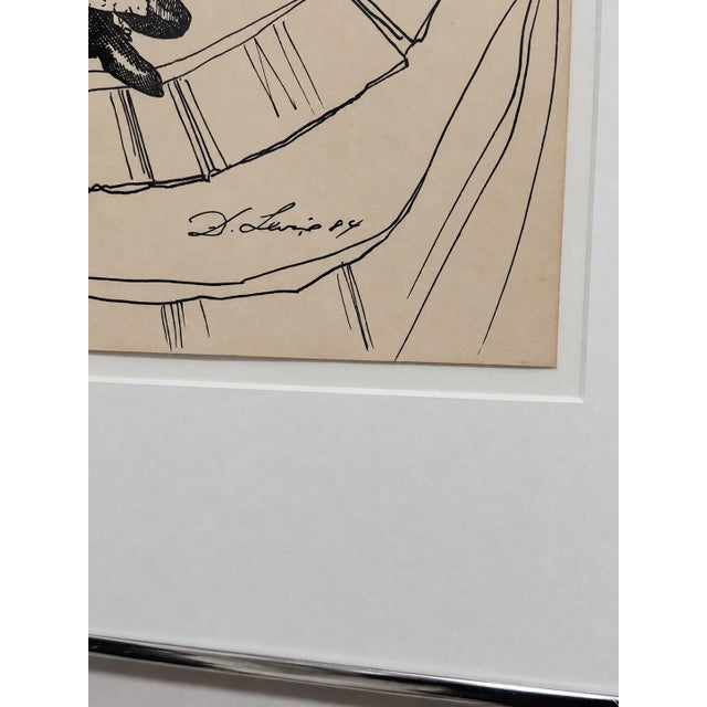 Original 1984 pen-and-ink drawing by celebrated American artist and caricaturist David Levine (1926–2009), titled “Sigmund...
