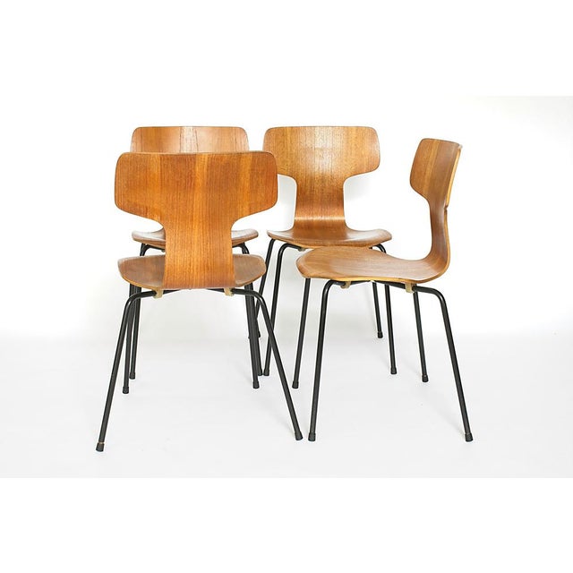 Mid-Century Modern 3103 Hammer Chairs in Teak by Arne Jacobsen for Fritz Hansen, 1960s, Set of 4 For Sale - Image 3 of 13