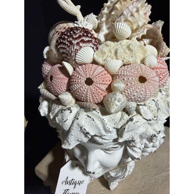 Celestial Meets the Sea, Shell Incrusted Bust-Coastal Art Sculpture For Sale In Chicago - Image 6 of 14