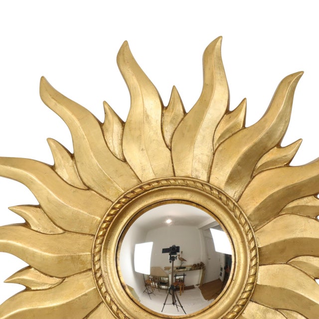 Vintage Convex Gilt Sunburst Witch Mirror, 1960s For Sale - Image 4 of 18